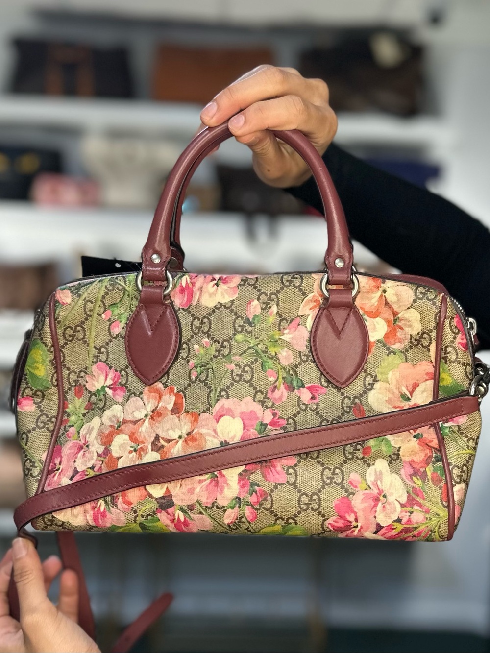 GUCCI FLORAL 2 WAY BOSTON BAG